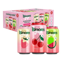 Bloom Prebiotic Soda Variety Pack, Shirley Temple, Strawberry Cream, Watermelon Lime, 15 pk./12 fl. oz.