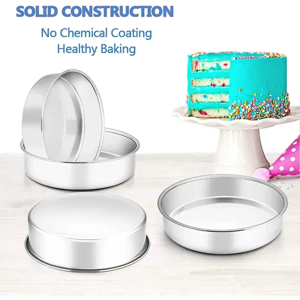 Vesteel Cake Pan, Stainless Steel Round Layer Cake Baking Pans, Non-Toxic & Healthy, Mirror Finish & Dishwasher Safe