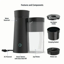 Iced tea maker parts: reservoir, intake, steeping basket, pitcher lid
