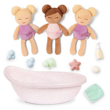 LullaBaby Bath Dolls & Bathtub Set of 3 Plush Bath Dolls with Bathtub & Accessories