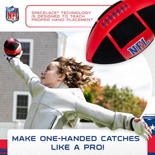 NFL football and kids sticky gloves set: black ball with red NFL logo and striped gloves
