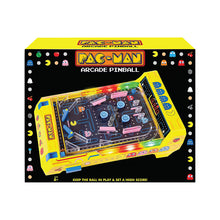 Arcade pinball tabletop game box with colorful maze playfield and retro character art