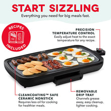 Dash Everyday Griddle Ceramic Cooking Surface - Black, 20" x 10.5"