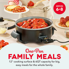 Dash Extra-Deep Electric Skillet with Ceramic Nonstick Surface - Black, 12"