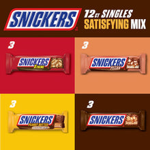 Snickers Satisfying Mix Variety Milk Chocolate Bars, Full Size, 12 ct.