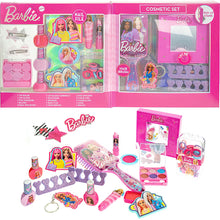 Barbie foldable glamour cosmetic set box with open compact and makeup accessories
