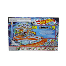 Hot Wheels advent calendar box back with numbered windows and toy-car lineup