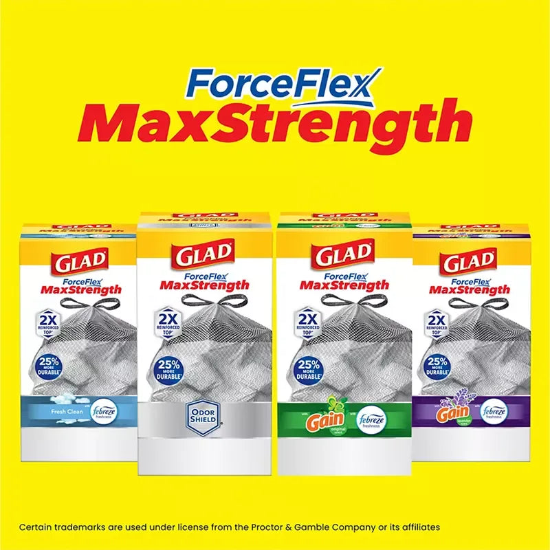 Glad ForceFlex MaxStrength Tall Kitchen Trash Bags - Gain Original with Febreze Freshness, 120 ct./13 gal. - USA MEGA SHOP
