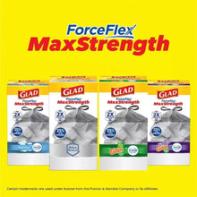 Glad ForceFlex MaxStrength tall kitchen trash bags multipack display with 2x reinforced top