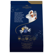 Back of dark chocolate truffle assortment bag with Lindt & Sprungli info