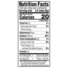 Bouillon cubes Nutrition Facts label with serving size 1/2 cube