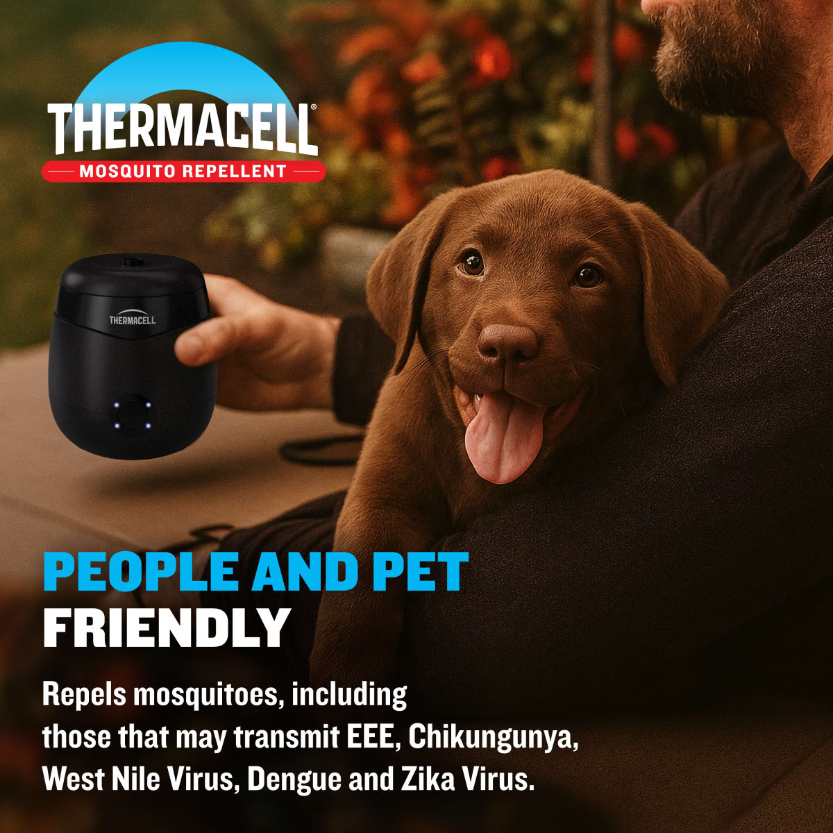 Thermacell E-ZoneGuard Patio Rechargeable Mosquito Repeller with 8-Hr Refill and 5.5-Hr Battery, Black