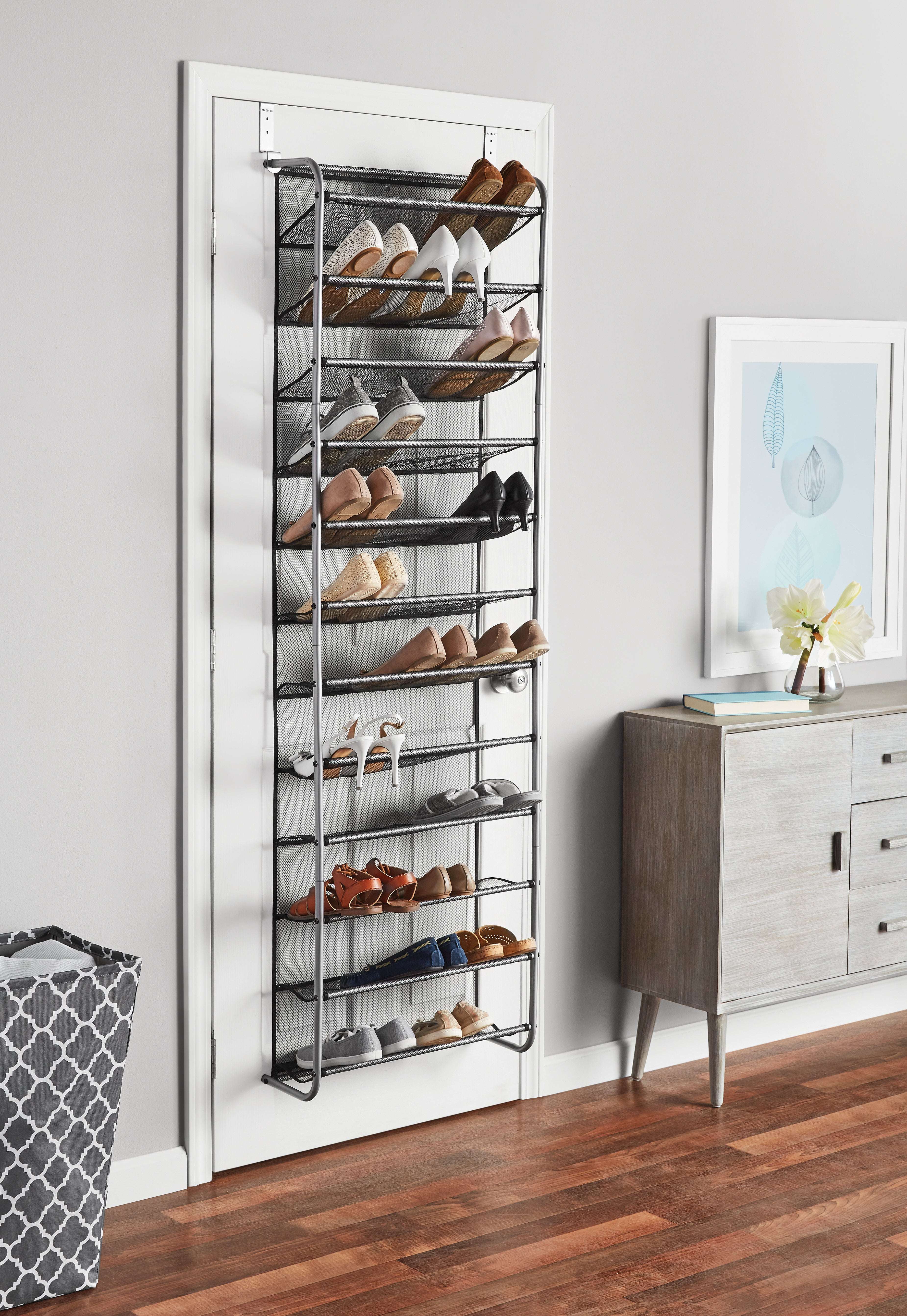 Mainstays Over-the-Door Hanging Shoe Rack, Fits up to 36 pairs, Space Saving, Mesh Lined Tear Resistant