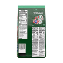 Back of mint holiday candy assortment bag with nutrition facts panels