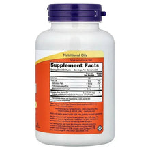 Flax oil softgel bottle back label showing supplement facts table on the container