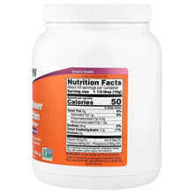 NOW sunflower lecithin pure powder jar, Nutrition Facts panel on back label