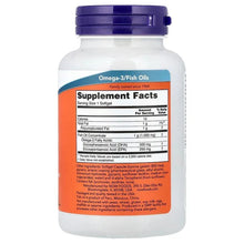 NOW fish oil softgels bottle back label with Supplement Facts panel