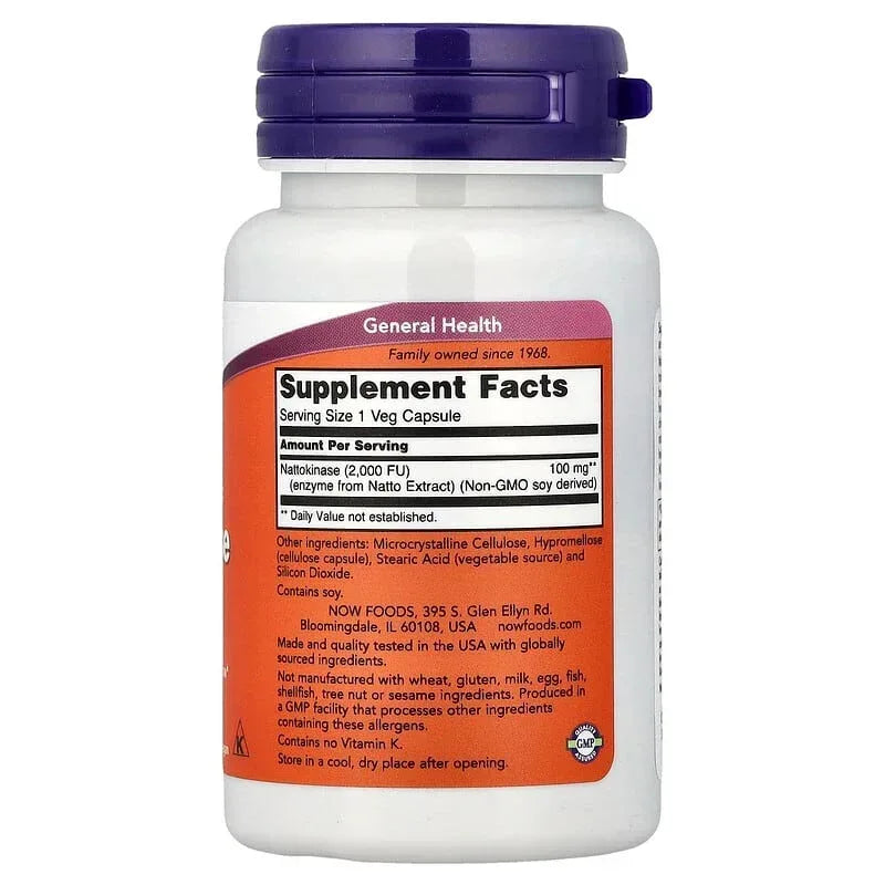 NOW Foods, Nattokinase, 100 mg, Veg Capsules