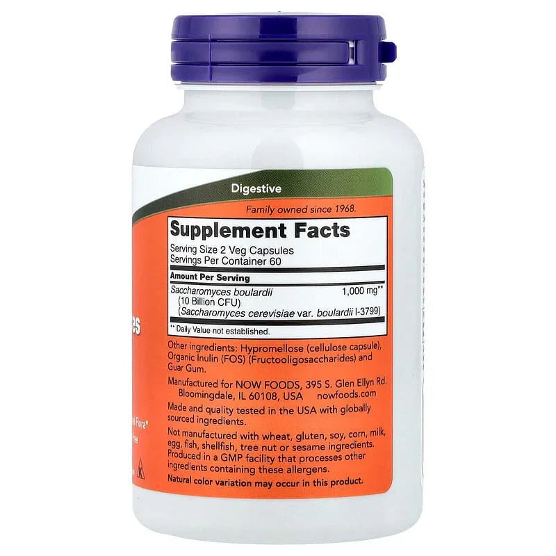 NOW Foods, Saccharomyces Boulardii, Probiotic , 5 Billion CFU - USA MEGA SHOP