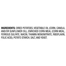 Ingredients text for Munchos potato crisp snack chips: dried potatoes, vegetable oil, corn meal