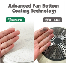 Nonstick granite-style cookware lid with speckled white coating underside texture
