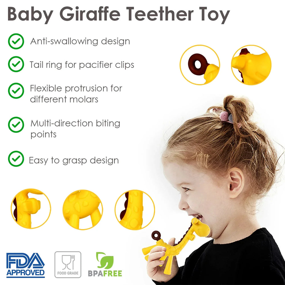 0-6 Months Baby Teething Toy for Boys | 6-12 Months Baby Teething Device | Newborn Mittens Giraffe Banana | BPA Free Baby Teether Set - Blue Color - USA MEGA SHOP