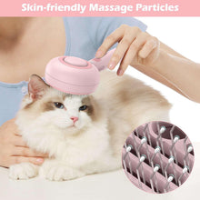Pink steam pet grooming brush with dense bristle head for gentle massage
