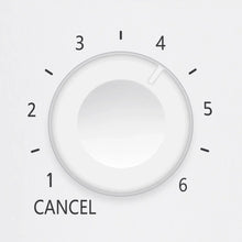 Toast shade dial with CANCEL button on white 2-slice toaster
