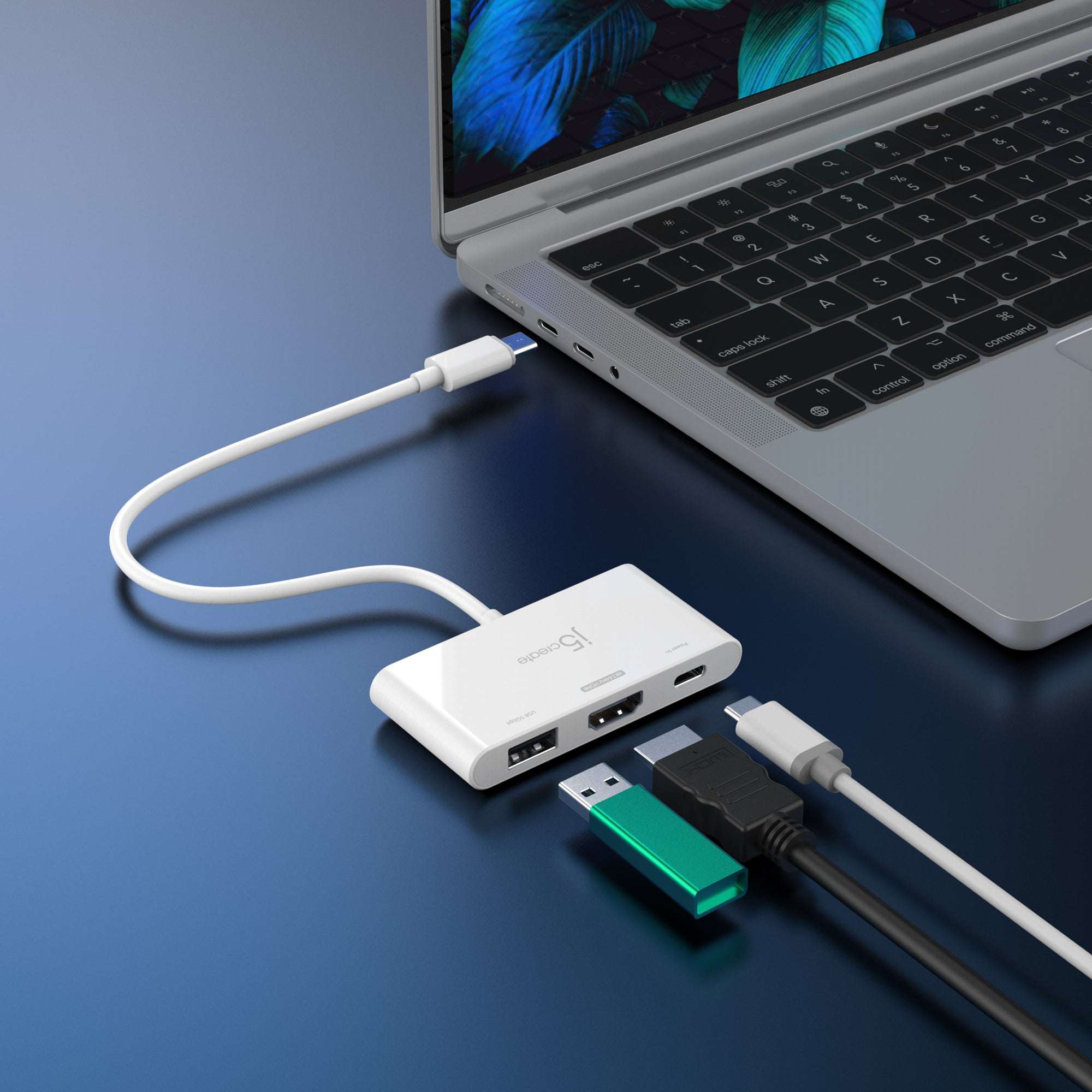 J5create JCA399 3-Ports USB C Hub with Power Delivery 100W, White