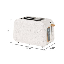 2-slice digital toaster, linen speckle; size 7 in H, 11.2 in W, 6.22 in D