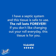 Scott toilet paper roll, white tissue shown with review text