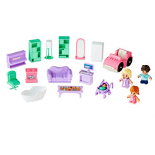 Kid Connection doll house play set accessories, dolls, furniture pieces, and mini props