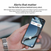 Indoor wired security camera companion app on smartphone display