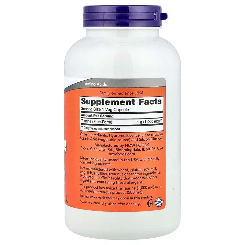NOW Foods, Taurine, 1,000 mg, 100 Veg Capsules