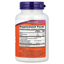 NOW Foods Glucosamine & Chondroitin with MSM bottle back label, Supplement Facts table