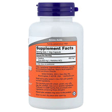 NOW Foods L-Histidine 600 mg bottle with Supplement Facts label on back