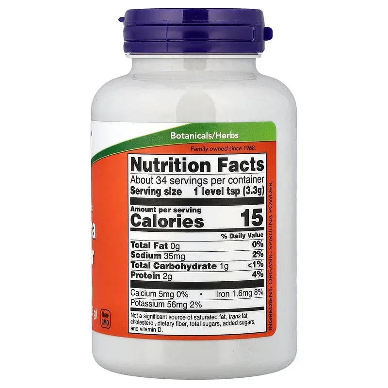 NOW Foods, Certified Organic Spirulina Powder, 1 lb (454 g)