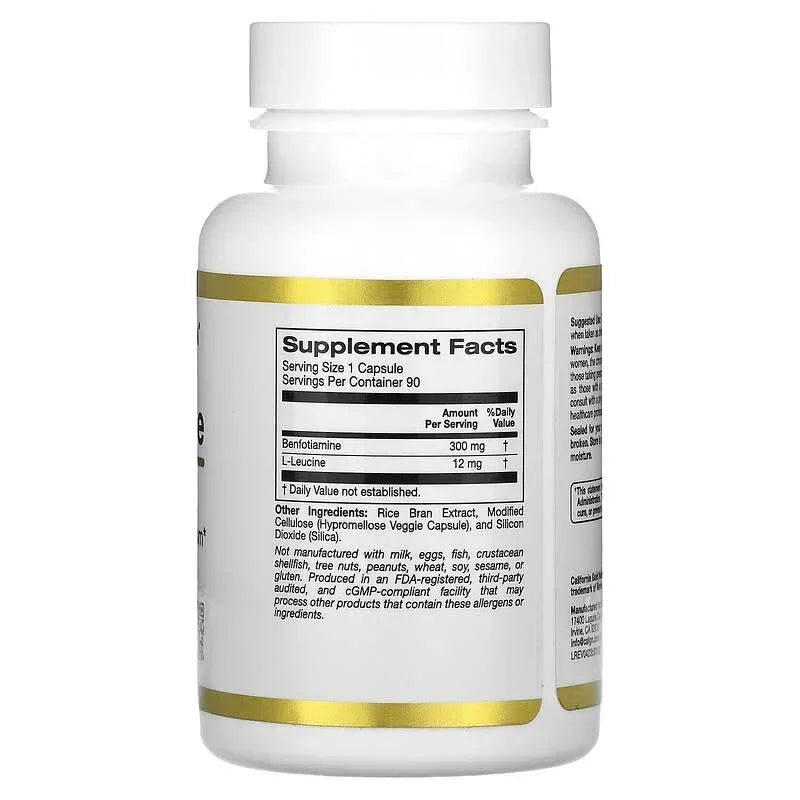 California Gold Nutrition, Benfotiamine with L-Leucine, 90 Veggie Capsules
