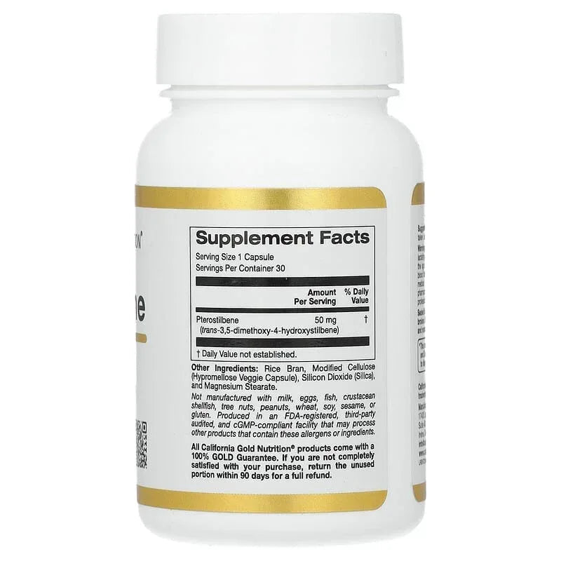 California Gold Nutrition, Pterostilbene, 50 mg, 30 Veggie Capsules