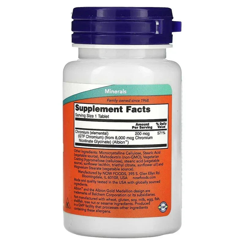 NOW Foods, GTF Chromium, 200 mcg, Tablets