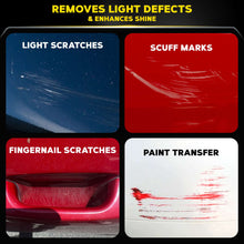 Car paint panel with light scratches, scuff marks, and paint transfer spots