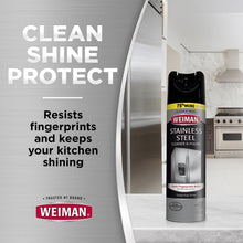 Weiman stainless steel cleaner and polish can with fingerprint-resistant claim