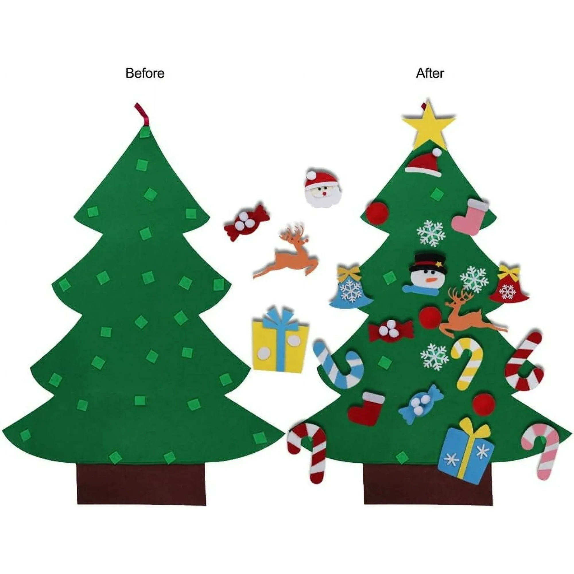 TETOU 3Ft DIY Felt Christmas Tree for Kids, Felt Xmas Tree Set with 26pcs Ornaments, Christmas Decorations Indoor Wall Hanging Kids Gift - USA MEGA SHOP