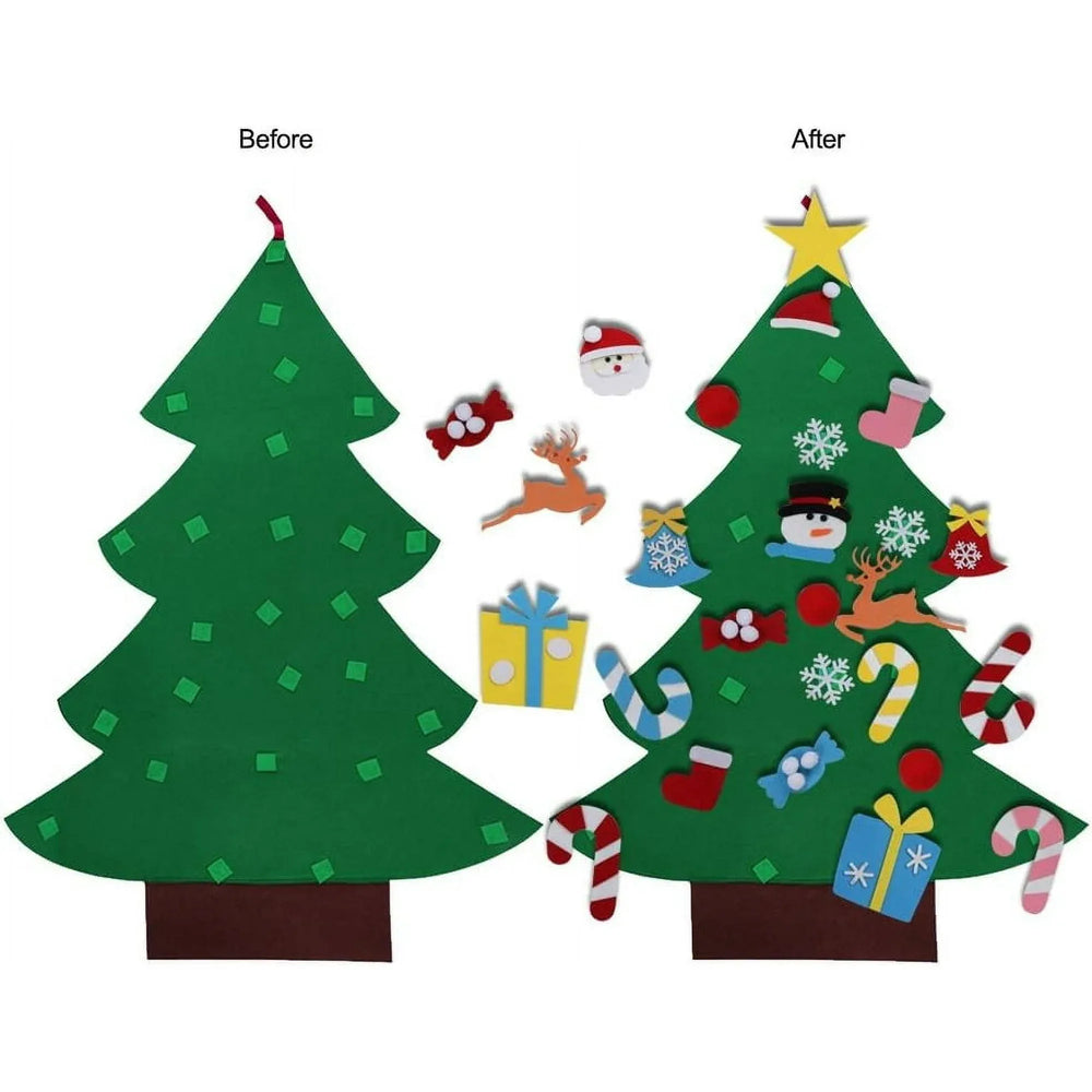 TETOU 3Ft DIY Felt Christmas Tree for Kids, Felt Xmas Tree Set with 26pcs Ornaments, Christmas Decorations Indoor Wall Hanging Kids Gift - USA MEGA SHOP