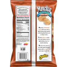 Munchos potato crisp snack chips bag back with nutrition facts and serving info