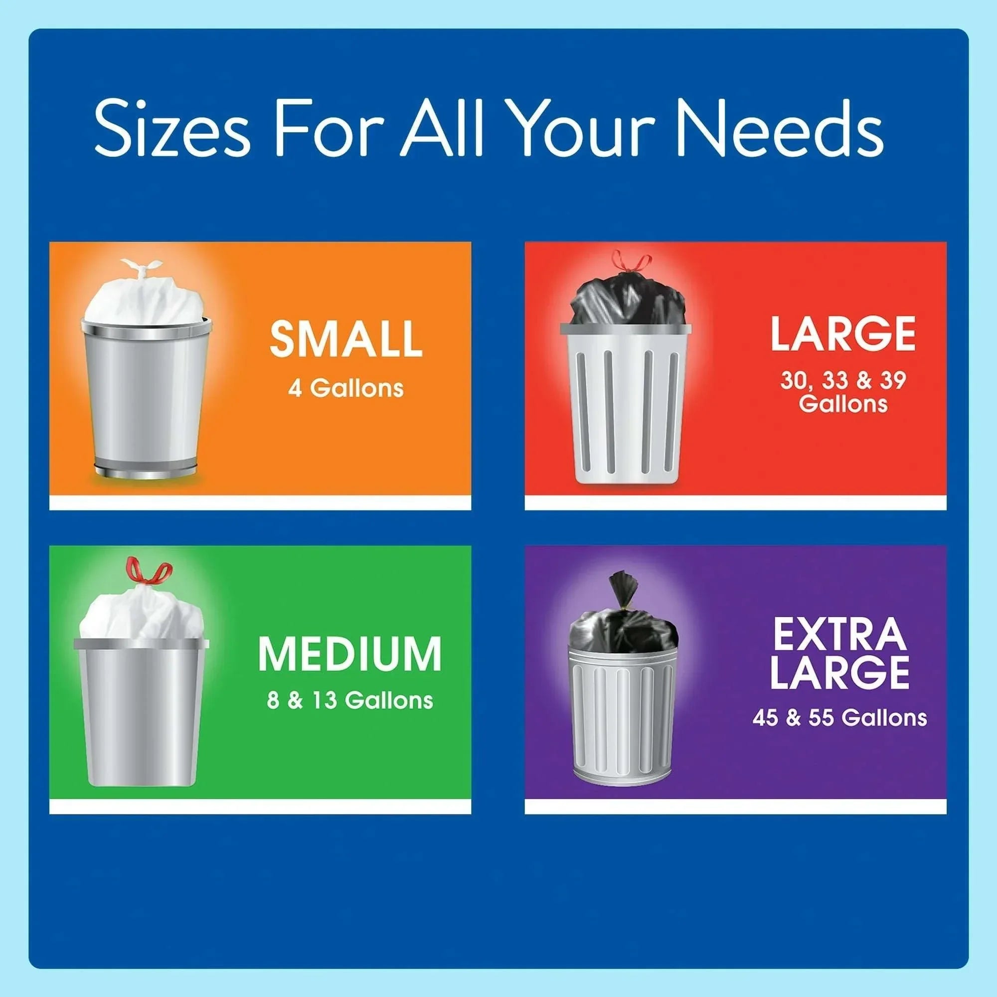 Great Value Sustainable Strong Flex Multi-Purpose Drawstring Bags, 30 Gallon, 40 Count - USA MEGA SHOP