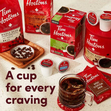 Tim Hortons coffee bags and cups with assorted pod containers