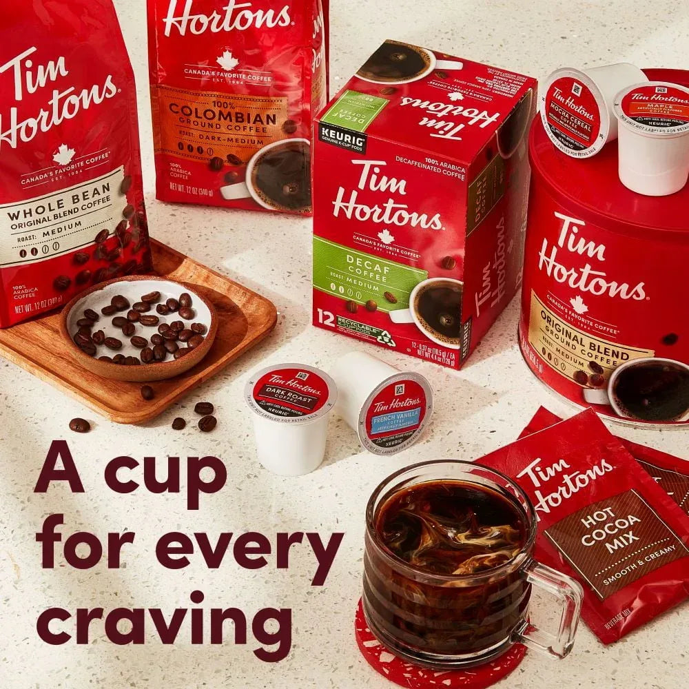 Tim Hortons 100% Arabica Original Blend Medium Roast Ground Coffee, 24 Oz, Bag