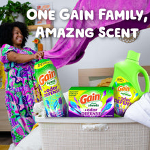 Laundry odor defense set with Gain scent booster beads bottle, liquid bottle, and sheets pack