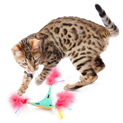 SmartyKat Swat 'N Spin Interactive Cat Toy for Exercise & Stimulation, Medium, Blue